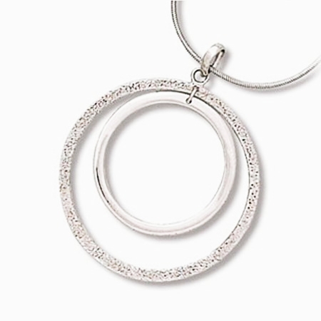 Sandblast & Shiny Double Circle Pendant - Click Image to Close